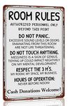 Funny Room Rules Sign for Teen Girls Bedroom Door Decor Girl Room Rules Signs Boy Room Signs Gaming Room Decor Dorm Wall Accessories for Teens Funny Metal Tin Signs Farmhouse Decor 8x12 Inch