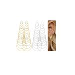 Finrezio 24Pairs Hoop Earrings Set Big Circle Earring Gold/Silver Tone Fashion Jewelry for Women, Dia 2-7.5cm (A:24pairs)