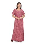 NightShades Nighty| Nighty for Women| Nighties Women| Night Gown for Women Cotton| Cotton Nighty for Women| Nighty for Women Cotton| Maxi Dress for Women| Women Nighty| Alpine Fabric| Coral Pink