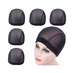 5 Pcs/Lot Black Wig Caps Mesh Caps Hair Net Wig Cap Stretchable Hairnets with Wide Elastic Band for Wig Making (Mesh Cap M)