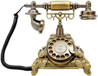 Vintage Rotary Dial Telephone – Bronze Resin Corded Landline with Functional Dial & Noise-Canceling Audio, Old-Fashioned Desk Phone for Home Office, Cafe, Bar & Hotel Décor