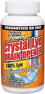 Instant Power Crystal Lye Drain Opener, Lye Sodium Hydroxide, Unclogs Bathroom and Kitchen Sinks, Drains, Shower Pipes 1 Lb