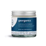 Georganics Mineral Toothpaste Powder - Peppermint - Stain Removing & Teeth Whitening Powder - 100% Natural - SLS, Glycerine & Fluoride Free - Certified COSMOS Natural, Vegan and Cruelty-Free - 120ml