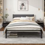 Diahomy King Size Bed Frame Upholstered Platform Bed/Metal Slats Support/No Box Spring Needed/Underbed Storage/Easy Assembly King Bed Frame/Dark Gray