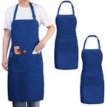 Gala Houseware Kitchen Bib Apron,Royal Blue Aprons pack of 2,Chef Aprons with Long Tie, for Adult Men and Women,