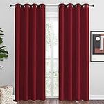 NICETOWN Christmas Burgundy Blackout Curtains Grommet - Home Decorations Thermal Insulated Solid Grommet Top Blackout Living Room Panels/Drapes for Gift (1 Pair, 55 x 86 inches, Red)