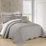 Home Soft Things Serenta Damask 4 Piece Bedspread Set, King, Ash Gray