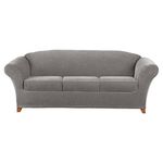 SureFit Stretch Pique 3 Seat Individual Cushion Sofa Cover (Flannel Gray)