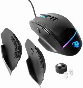 Deep Gaming ProSwap, Ratón Modular USB con 3 Paneles Laterales Intercambiables (3, 5 y 10 Botones), luz RGB, Sensor óptico Pixart 3325, 500FPS, 100IPS, 1000Hz, Switches Huano, Peso Regulable
