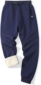 Flygo Men's Winter Warm Fleece Jogger Pants Sherpa Lined Sweatpants Active Track Pants, Navy, Small