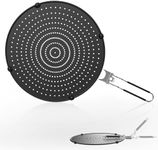 XULRKOS 13’’ Silicone Splatter Screen for Frying Pan, Grease Splatter Guard with Folding Handle, Heat Resistant by Heat Insulation Cooling Mat, Food Grade Oil Splash guard