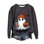 Womens Clothes Sale Clearance Halloween Sweatshirt Costumes for Women Uk Halloween Theme Month Pullover Tops Fashion Graphic Print Long Sleeve Blouse Casual Christmas Jumpers For Women Sale