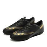 Low Leather Soccer Cleats - Professional-Grade with Lace-Up - Ideal for Training & Competition on Firm Ground & Turf - Unisex, Men, Women, Boys & Girls, Black Broken Nails, 6 Women/5 Men