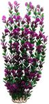 unootel Lantian Grass Cluster Purple Leaves Aquarium Décor Plastic Plants Extra Large 21 Inches Tall 6522, Purple and Green