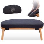 Mindful & Modern Folding Meditation Bench with Removable Velvet Cushion & Travel Bag | Locking Magnetic Hinges | Wooden Seiza Kneeling Stool for Zen Meditating Posture | Ergonomic Bamboo Yoga Chair