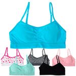 Alyce Intimates Pack of 6 Seamless Girls Bra with Lace Trim & Adjustable Straps- Youth Lightly Padded Bras for Girls, Prints & Solids 3, Large