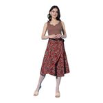 BF BODY FIGURE Women's Midi Jaipuri Print Wrap Around Maxi Skirt | Women Wear Midi Skirt, Color - Maroon