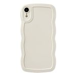 Caseative for iPhone Xr Case, Solid Color Curly Wave Frame Soft Compatible with iPhone Case (White,iPhone Xr)