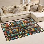 Use7 Cartoon Library Book Shelf Bookworm Area Rug Rugs Non-Slip Floor Mat Doormats Living Room Bedroom 100 x 150 cm(3 x 5 feet)