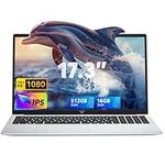 2025 Newest17.3 Inch Laptop, Laptop Computer with N97 Processor(Up to 3.6GHz), HD Display, Notebook Computer 16GB RAM 512GB SSD Work Laptop Windows 11 Laptop, HDMI, WiFi, Bluetooth, Type-C, Webcam