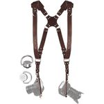 C Coiro Camera Harness for 2 Cameras – Dual Shoulder Leather Camera Strap – Double Camera Harness for DSLR/SLR, Brown, One Size