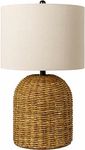 BoutiqueRugs Pontresina Boho Jute Bedside Table Lamp for Bedroom Nightstand - End Side Lighting for Living Room - Shade Linen - Cream, Beige - 23'' H