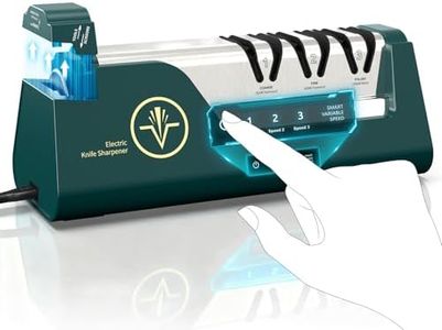 Professional Electric Knife Sharpener with 100% Diamond Abrasives & Precision Angle Guides, 3-Speed Variable 4-Stage Open Touch-Screen Knife Sharpener for Straight, Serrated Edges, Scissors & Axes