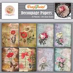 CrafTreat Rose Decoupage Paper for Crafts and Furniture - Poppies and Roses - Size: A4 (8.3 x 11.7 Inch) 8 Pcs - Furniture Decoupage Paper Poppies - Floral Decoupage Paper for Furniture