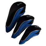 Andux Golf 460cc Driver Fairway Wood Club Head Covers with Zipper Closure Set of 3 Blue