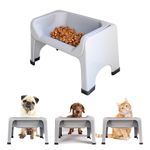 The Fluff Trough Elevated Dog and Cat Bowl Feeding System with Silicone Bowl for Small to Medium Pets - Vet Approved, Food Safe, Non-Toxic, Dishwasher Safe, Perfect for Flat-Faced Pets, Gray