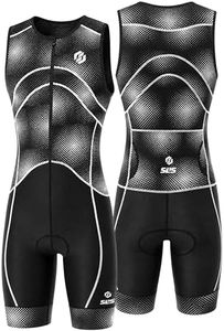 SLS3 Triathlon Suits Mens - Premium Trisuit Triathlon Men - Sleeveless, Quick Drying Tri Kit with Large Back Pocket (Black Flux, Small)