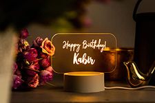 AICA Acrylic Customised Name Happy Birthday Led Table Lamp | Birthday Decoration Item Gifts For Friend Girl Boy Men Women Warm Yellow Led Light