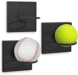 Americanflat Baseball Display for Wall - Set of 3 - Ideal for Tennis Ball, Softball and Baseball - Space-Saving Sports Ball Holder for Garage, Office, or Bedroom - All-Star Collection - Black