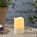 Lights4fun 11cm Solar Powered Warm White Flickering Flame LED Flameless Ivory Garden Patio Candle IP44 Rated Outdoor Use