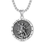 Saint Michael Necklace 925 Sterling Silver Archangel Michael Medal Pendant Jewelry St Michael Medallion Gift for Men