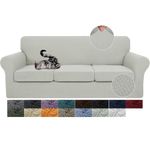 JIVINER Newest 4 Pieces Couch Covers for 3 Cushion Couch Stretch Sofa Slipcover with 3 Seat Cushion Covers Thick Fitted Couch Cover for Pet Dogs Furniture Protector (Sofa, Ivory)