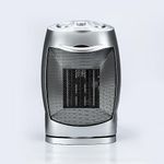 STATUS Oscillating Ceramic PTC Fan Heater - 1500w - Silver - 2 Heat Settings + Fan Only Setting - with Adjustable Thermostat [CFH-1500W1PKB6]