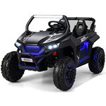 COSTWAY 12V Kids Electric Ride On UTV, 2-Seater Battery Powered Off-road Truck with Remote Control, Bluetooth, LED Light, Music, MP3/USB/FM, 4 Spring Suspension Wheels Vehicle Toy for Children (Black)