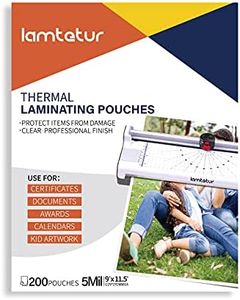 Lamtetur Thermal Laminating Pouches 9"x11.5" Inches, 5mil 200Pack Laminate Films, Clear Laminator Papers, Letter Size Lamination Sheets (125Mic 200Pcs)