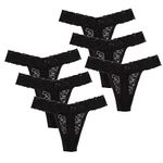 UWOCEKA - Women Lace Thong, Pack of 6 Underwear Sexy Bikini Low Waist Seamless Panties(M)