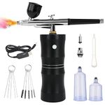 Ykall Airbrush Kit with Air Compressor, Upgraded 34PSI Air Brush Gun Rechargeable Portable Cordless Air Brush Painting with 0.4mm Nozzle for Painting, Nail Art, Tattoo