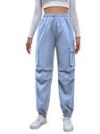 TAGDO Women's Relaxed Fit Cargo Joggers Pant (Women-Cargo-5157-Sky-34)