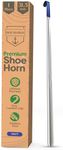 HOUNDSBAY Great Dane 31.5" Extra Long Handled Metal Shoe Horn with Comfort Grip (Navy Blue)