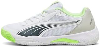 PUMA Men's Nova Court Pickleball Shoe Sneaker, Puma White-Luminous Blue-Fizzy Apple-Shadow Gray, 8.5