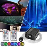 DEWEL Car Home Fibre Optic Star Ceiling Light Kit, 16W RGBW Engine + 450pcs 0.75mm 2m Optical Fibres + 28 Keys Remote Control for Ceiling Sensory Room Decor Indoor Ambient Fiber-Optic Lighting