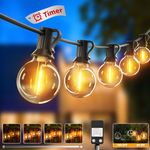 btfarm 36M/120FT Outdoor Festoon Lights Mains Powered【Timer & Dimmable】50+3 LED Garden String Lights with Shatterproof G40 Bulbs,Waterproof Indoor Outside Lights for Yard Wedding Christmas Patio Party