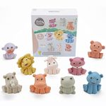 Mold Free Animal Baby Bath Toys for Toddlers/ Infants 6 - 12 Months, 9 Pack No Hole No Mold Silicone Bathtub Toys Eco-Friendly Non Toxic Bathtub Float Toy for Water Play Kids