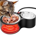 SwSun Heated Water Bowl for Cat & Dog, Outdoor Heated Cat Bowls Stainless Steel Heated pet Bowl Large Capacity Provide Non Freezing Water & Food in Winter for Rabbit, Chicken, Duck