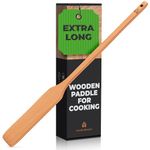 Extra-Long Wooden Paddle - 24" Long-Handled Beech Wood Stirring Paddle - Cajun Cooking Mixing & Brewing Big Stock Pots & Wok Rice - Heavy-Duty Flat Stir Paddles - Hardwood Cookware by Woodenhouse