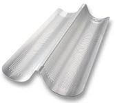 USA Pans Bakeware Aluminized Steel Perforated Italian Loaf Pan, 2-Well